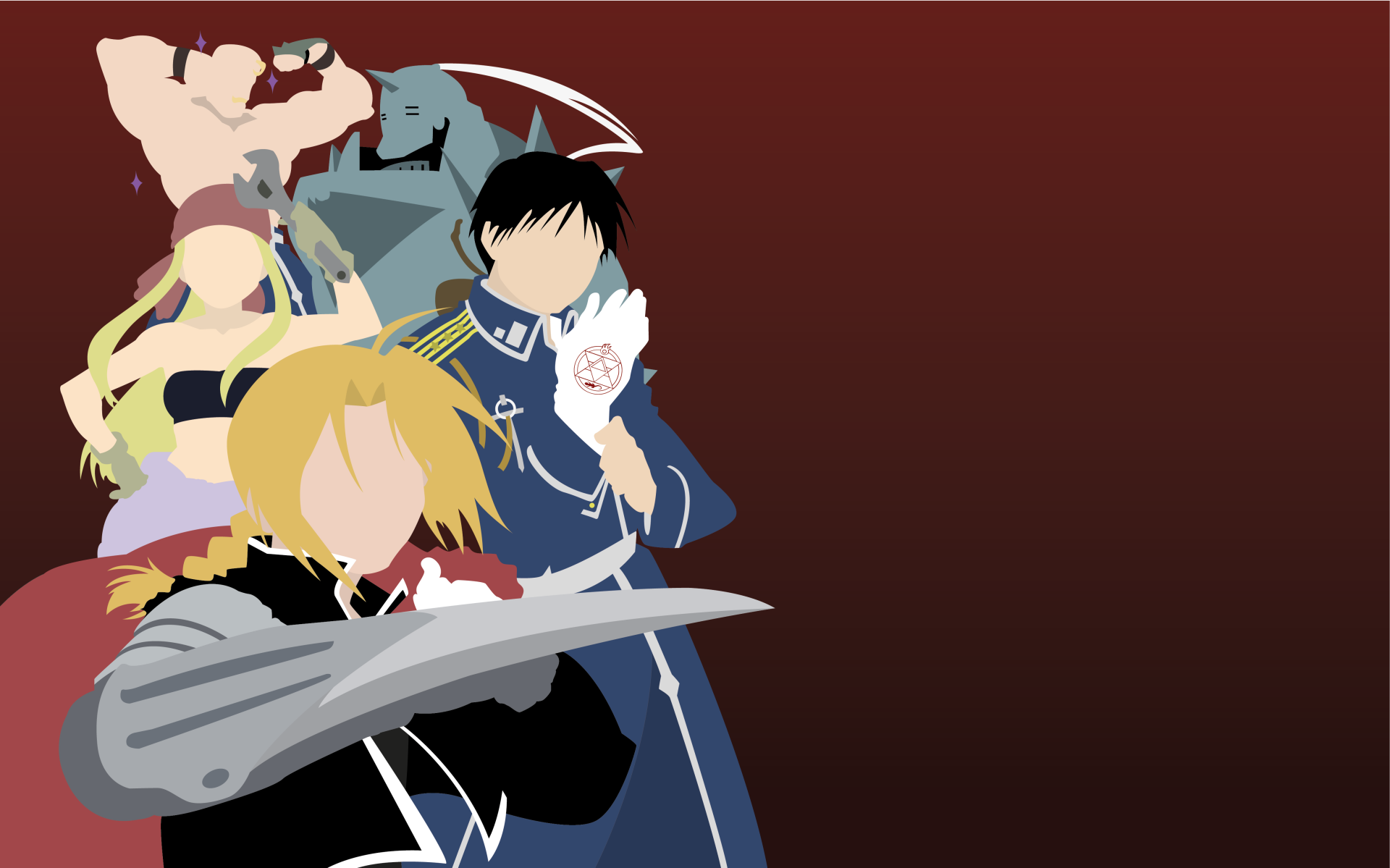 Download Alex Louis Armstrong Winry Rockbell Roy Mustang Alphonse Elric Edward Elric Anime Fullmetal Alchemist 4k Ultra HD Wallpaper by Linnea Eveliina