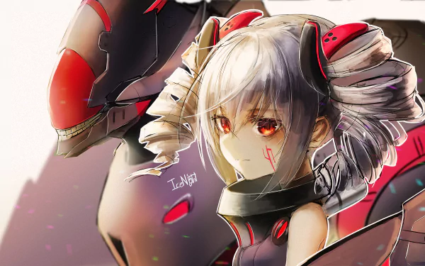 HD PC desktop wallpaper featuring Bronya Zaychik from the anime Benghuai Xueyuan, showcasing her with silver hair and red accents in a detailed, vibrant style.