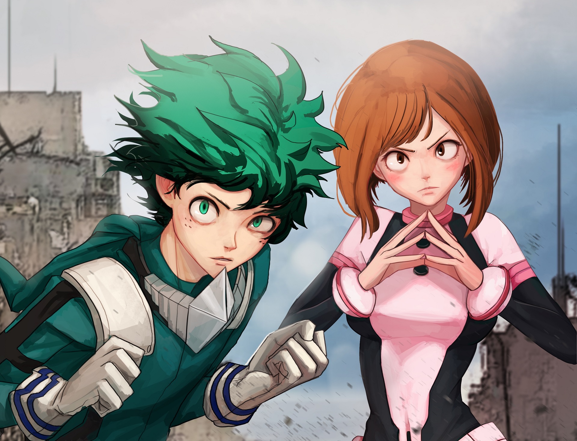 Download Ochaco Uraraka Izuku Midoriya Anime My Hero Academia HD Wallpaper