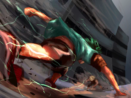 4K Ultra HD anime wallpaper featuring Katsuki Bakugou and Izuku Midoriya from My Hero Academia in a dynamic action scene.