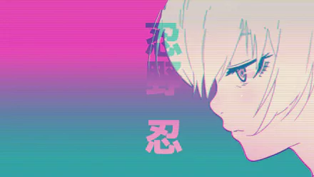 Aesthetic HD wallpaper featuring an anime character with a side profile, set against a vibrant pink and blue background, showcasing a stylish and modern aesthetic.