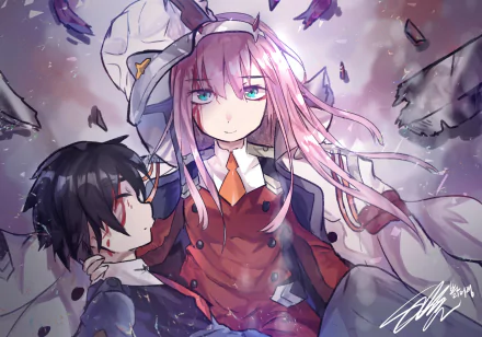 Hiro (Darling in the FranXX) Zero Two (Darling in the FranXX) Anime Darling in the FranXX HD Desktop Wallpaper | Background Image