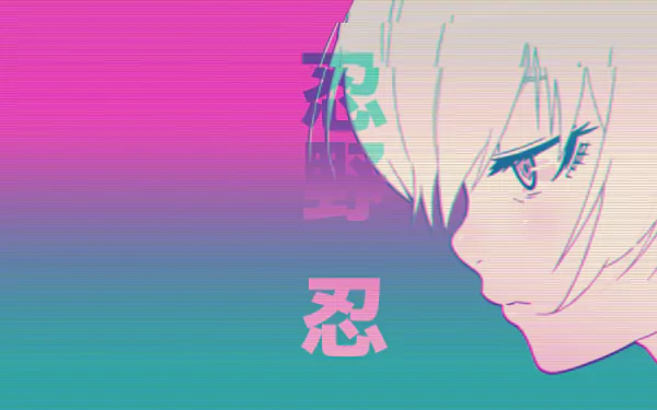 Aesthetic HD wallpaper featuring an anime character with a side profile, set against a vibrant pink and blue background, showcasing a stylish and modern aesthetic.