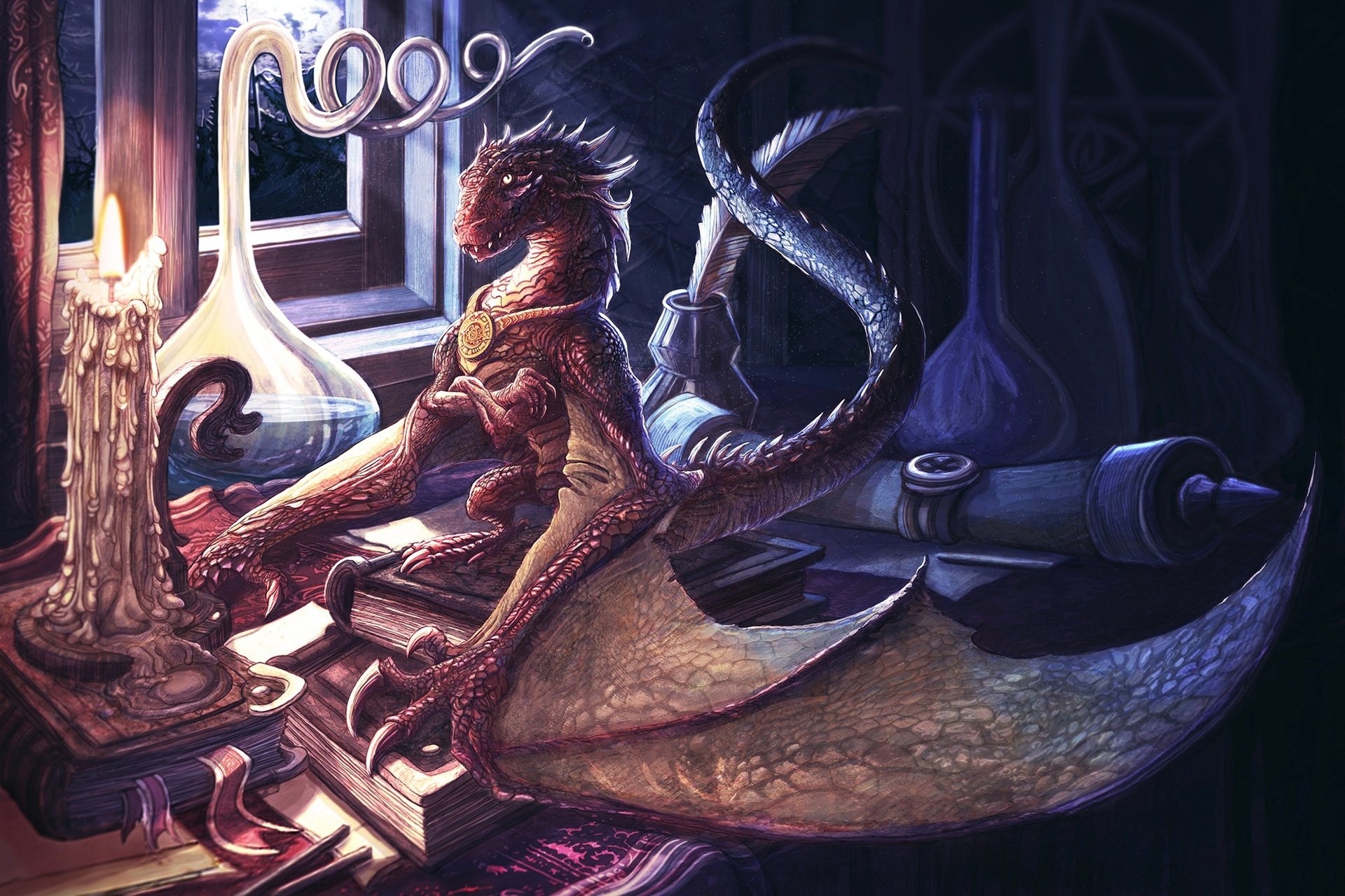 Download Candle Fantasy Dragon HD Wallpaper by Walter Brocca
