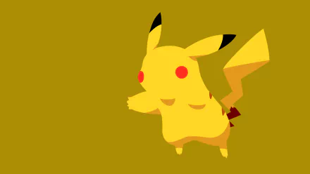 4K Ultra HD PC desktop wallpaper featuring Pikachu from the Pokémon anime, set against a solid mustard yellow background.