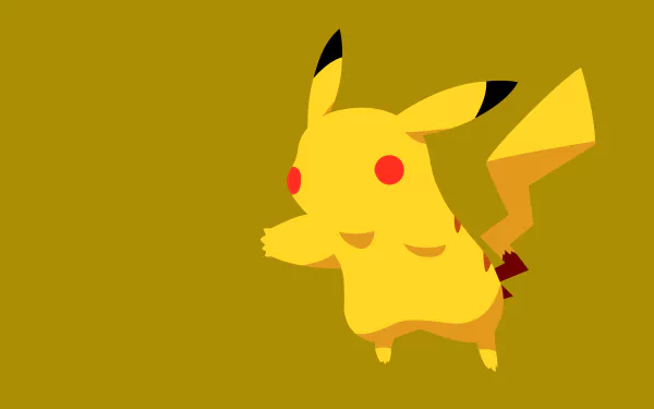 4K Ultra HD PC desktop wallpaper featuring Pikachu from the Pokémon anime, set against a solid mustard yellow background.