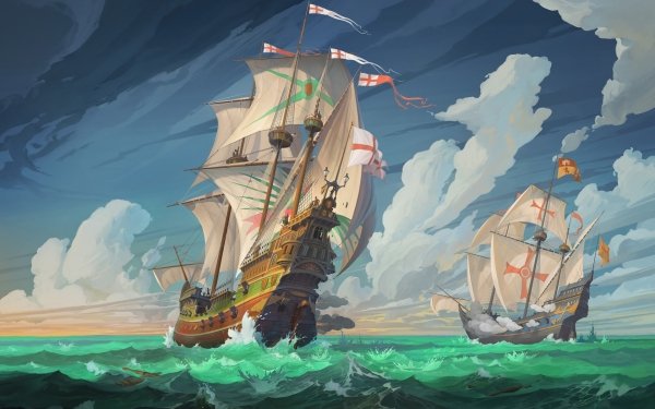 Fantasy Ship Ocean Cloud HD Wallpaper | Background Image