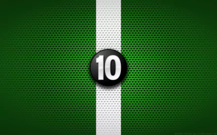 Ben 10 TV show HD PC desktop wallpaper: green perforated background with a vertical white stripe and a central black emblem showing the number 10.