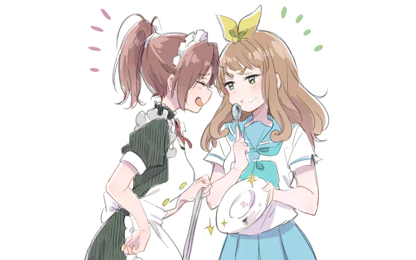 Illustration of Natsuki Nakagawa and Yuuko Yoshikawa from the anime Sound! Euphonium in a 4K Ultra HD PC desktop wallpaper style.