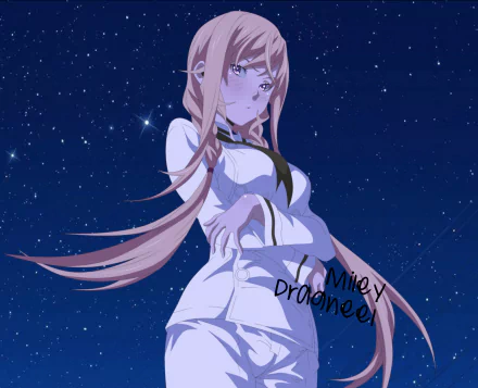 Erina Nakiri (Food Wars: Shokugeki no Soma) anime wallpaper — long blonde hair in a braid, purple eyes and a soft blush against a starry night sky; 2K Quad HD PC desktop background.