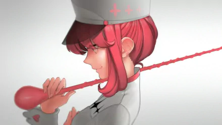 HD PC desktop wallpaper featuring Nonon Jakuzure from the anime Kill La Kill, showcasing her in profile with vibrant red hair and a focused expression.