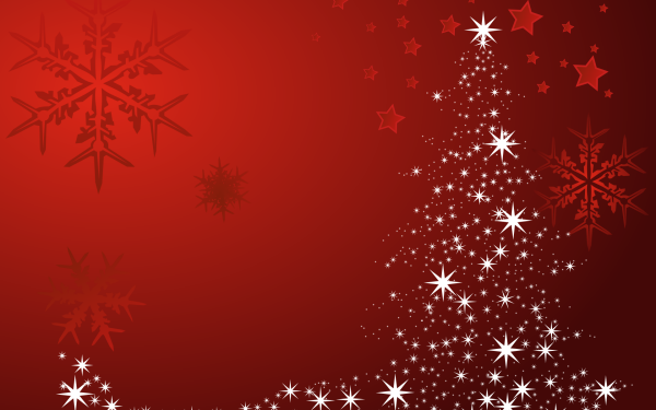 Holiday Christmas Christmas Tree Red Snowflake Stars HD Wallpaper | Background Image