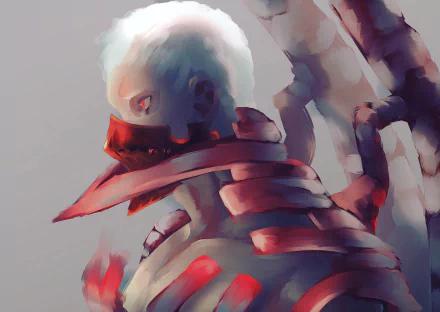 mask red eyes white hair Tokyo Ghoul Kakuja (Tokyo Ghoul) Tatara (Tokyo Ghoul) Anime Tokyo Ghoul:re HD Desktop Wallpaper | Background Image