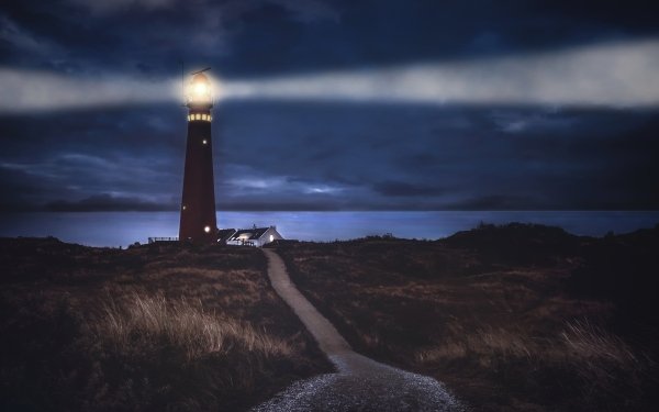 Man Made Lighthouse Night Horizon HD Wallpaper | Background Image