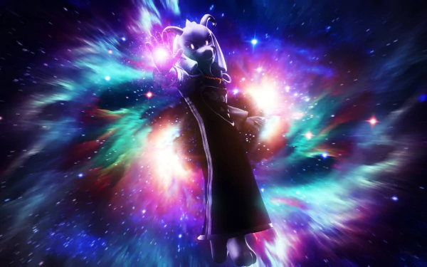Asriel (Undertale) floats in a dark robe amid a vibrant cosmic nebula of light — HD PC desktop wallpaper/background showcasing the Undertale video game.