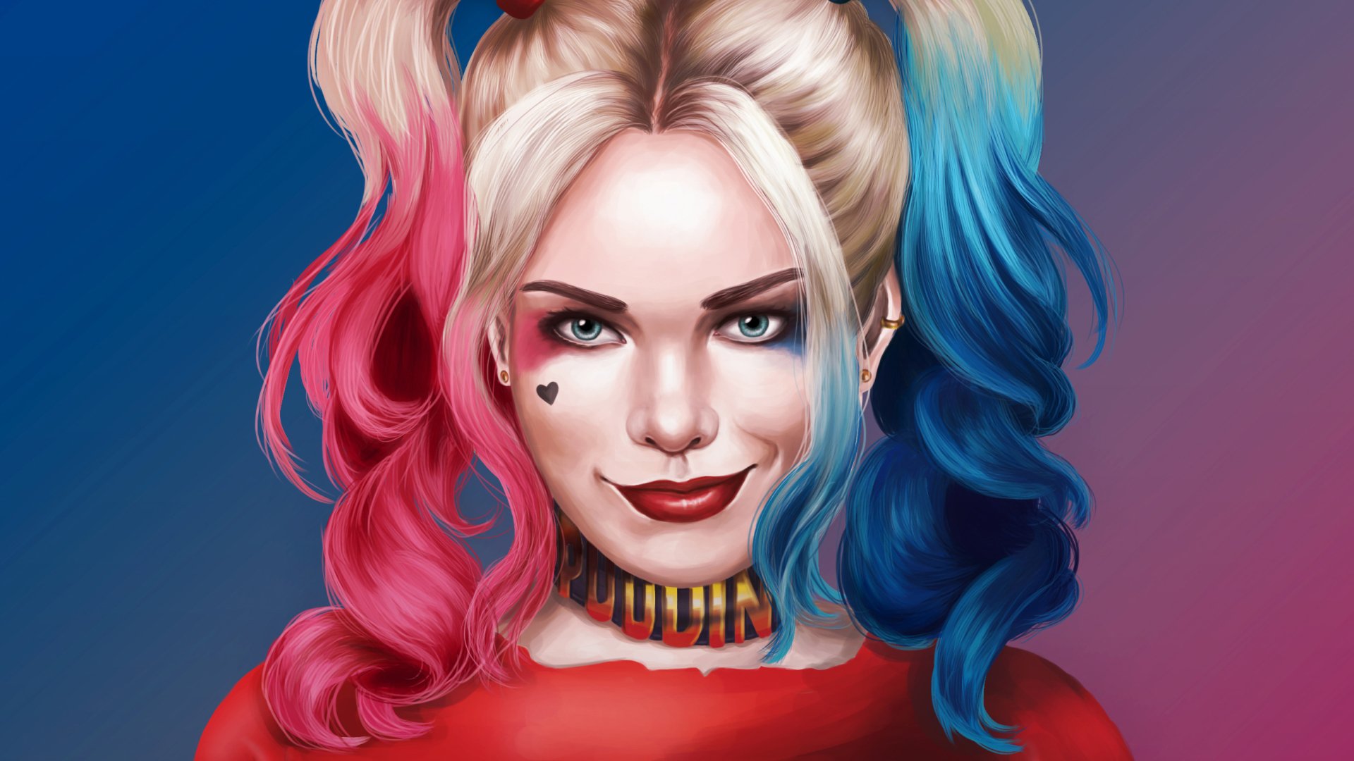 Download Two toned Hair Blue Eyes Twintails Blonde Lipstick Face DC 