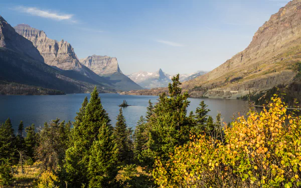 glacier national park nature Saint Mary Lake HD Desktop Wallpaper | Background Image