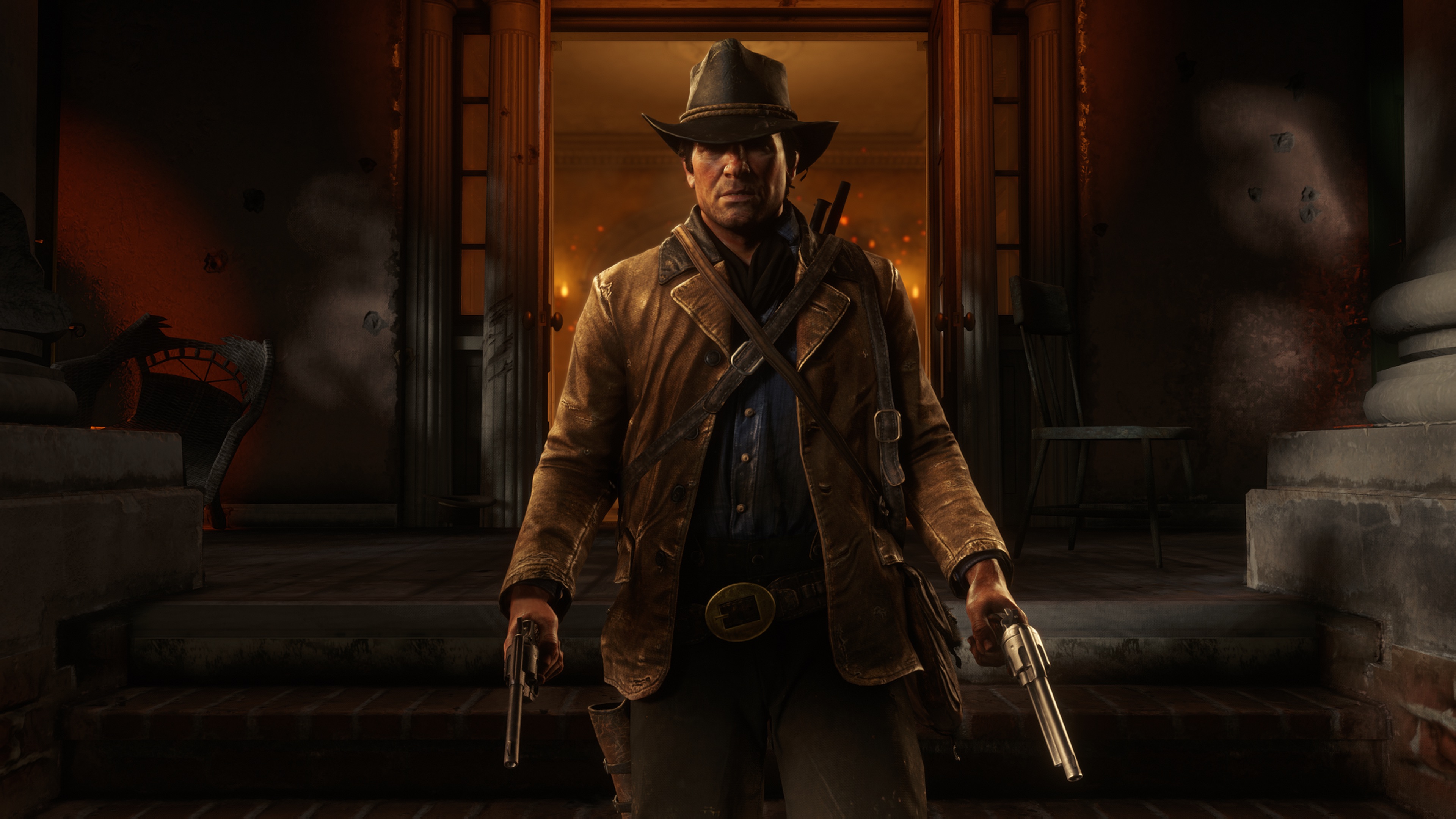 Arthur Morgan With Guns HD Red Dead Redemption 2 Wallpapers, HD Wallpapers