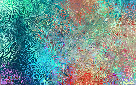 Abstract glass design with vibrant swirling patterns in blue, green, red, and pink tones, creating a dynamic and colorful HD PC desktop wallpaper background.