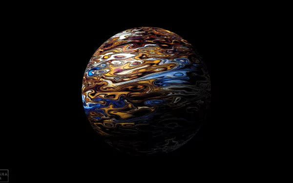 Abstract sphere with swirling, colorful patterns against a black background, rendered in 4K Ultra HD as a striking PC desktop wallpaper and background.