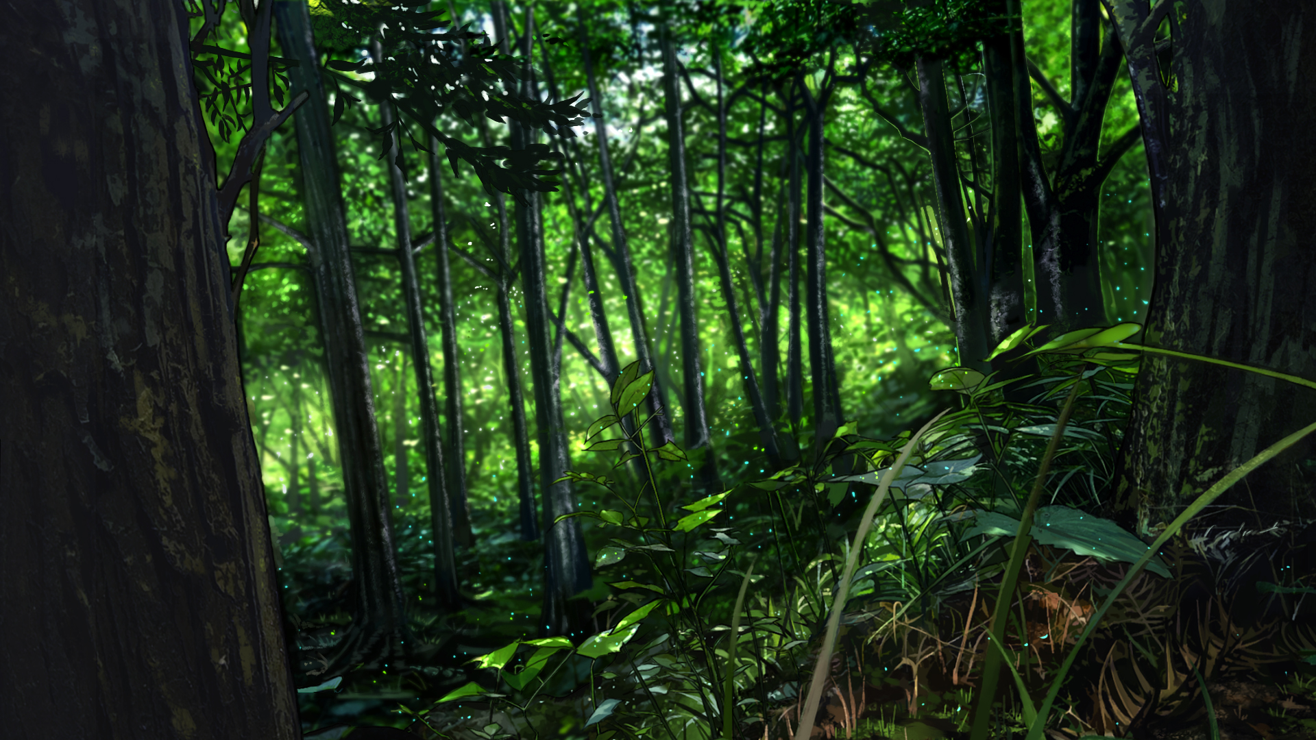 dark anime forest background