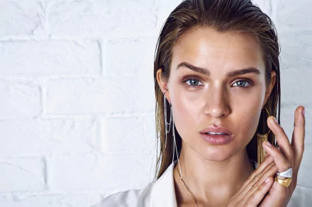brunette blue eyes face Danish model Celebrity Josephine Skriver HD Desktop Wallpaper | Background Image