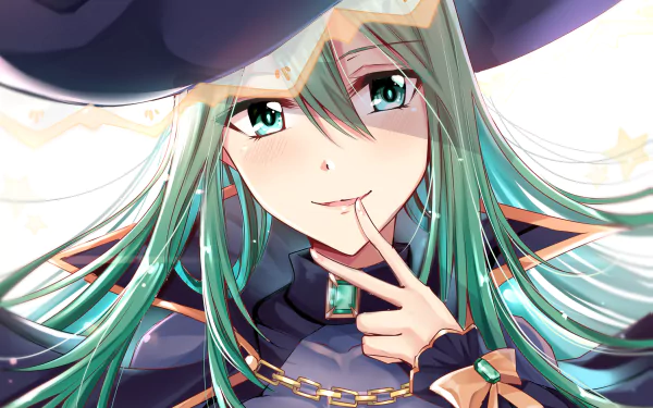 HD desktop wallpaper featuring Natsumi from *Date A Live*, showcasing her captivating expression and vibrant green hair against a whimsical background.