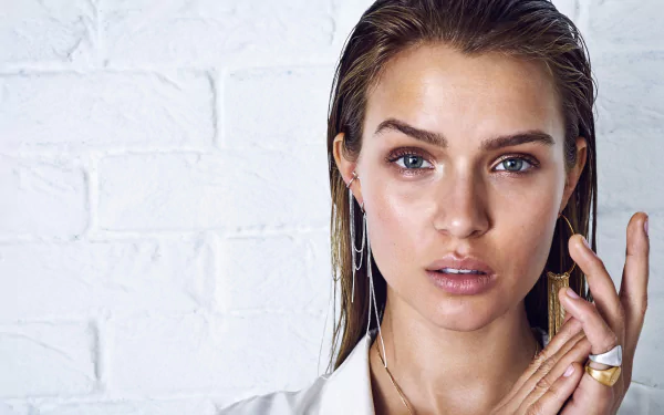 brunette blue eyes face Danish model Celebrity Josephine Skriver HD Desktop Wallpaper | Background Image