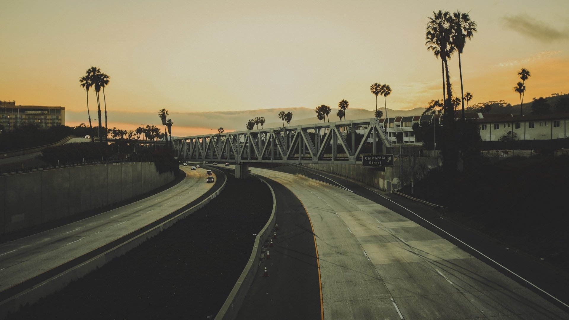 Download California Bridge Freeway Palm Tree Man Made Road HD Wallpaper