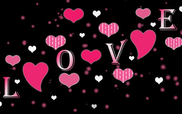 Holiday Valentine's Day Love Heart Pink Black HD Wallpaper | Background Image