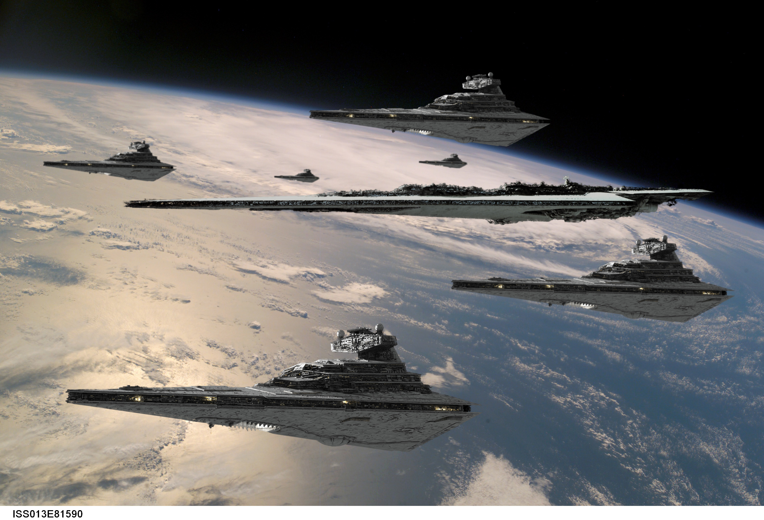 The Imperial fleet looms over a nearby planet by Balsavor
