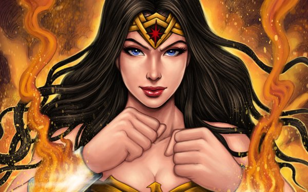 Comics Wonder Woman Woman Warrior DC Comics Blue Eyes Lipstick Black Hair HD Wallpaper | Background Image