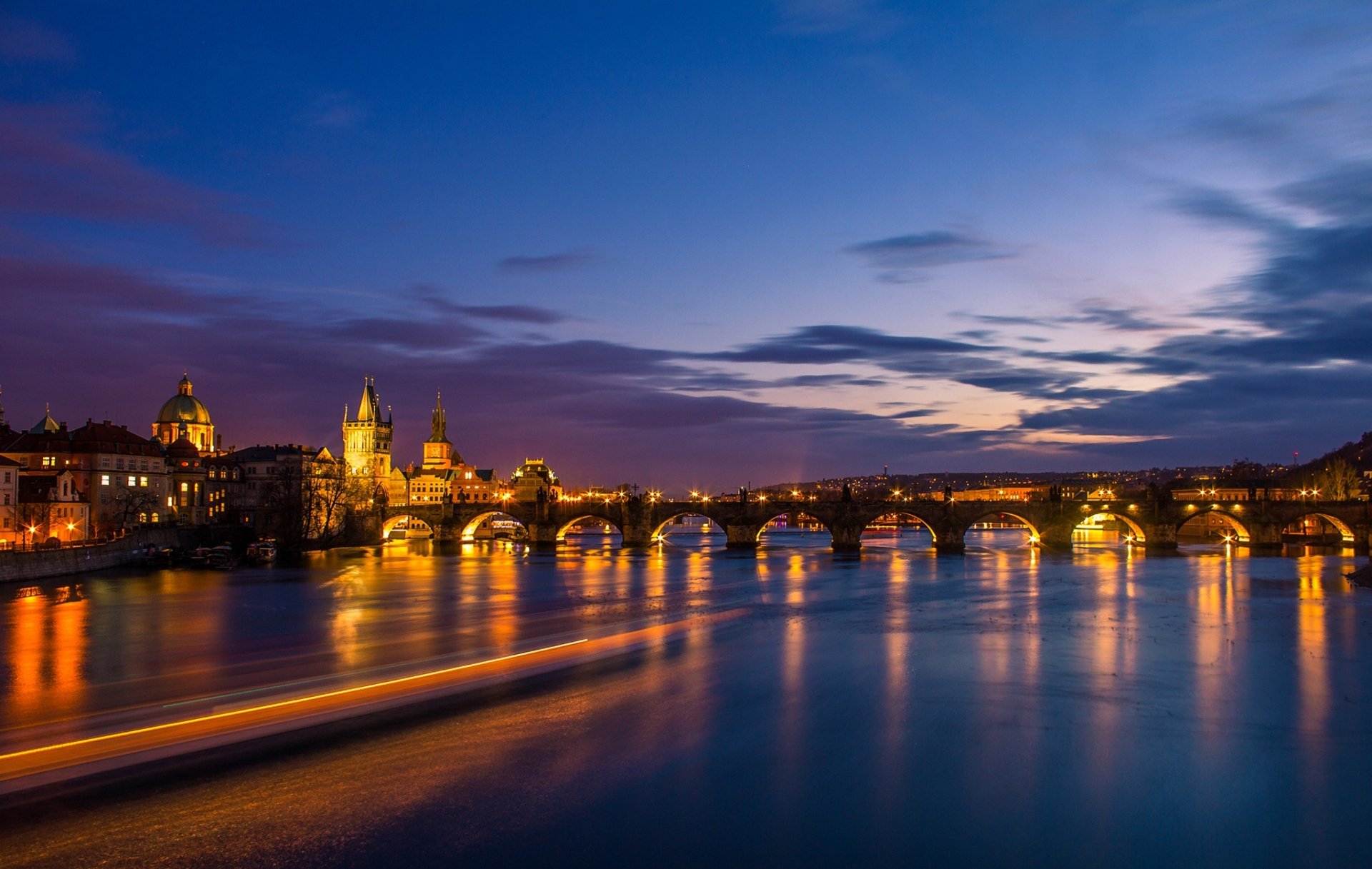 Download Night Bridge City Czech Republic Man Made Prague Hd Wallpaper