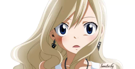 Close-up of Rebecca from Edens Zero, featuring her expressive blue eyes and flowing blonde hair in this HD anime desktop wallpaper.