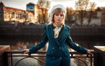 stare depth of field hat blonde woman model HD Desktop Wallpaper | Background Image