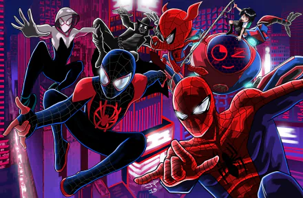 Spider-Ham Spider-Man Noir Peni Parker Miles Morales spider man movie Spider-Man: Into The Spider-Verse HD Desktop Wallpaper | Background Image