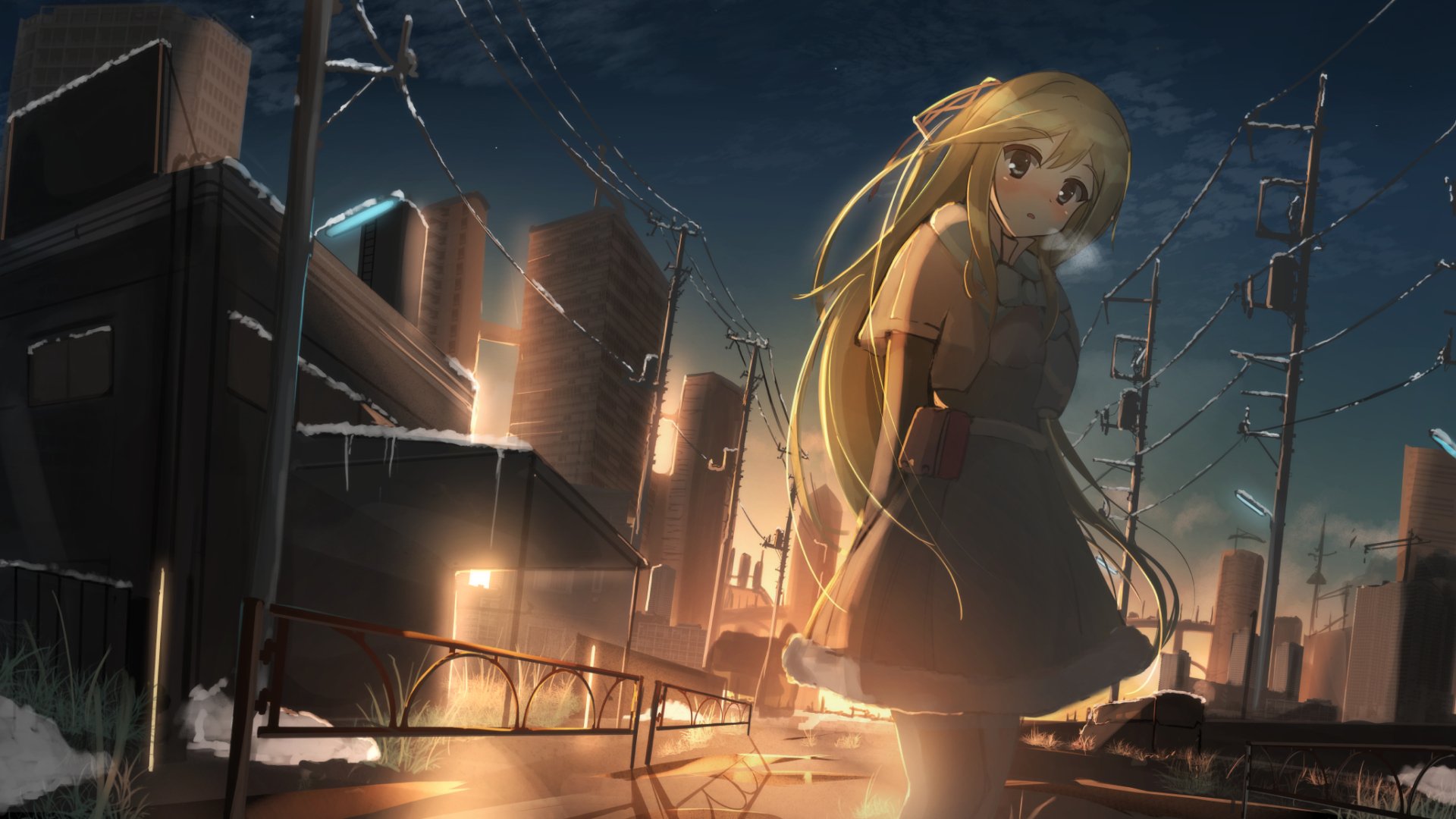 Winter Night in Anime City: A Snowy HD Wonderland by YuZF | 2057x1157 ...