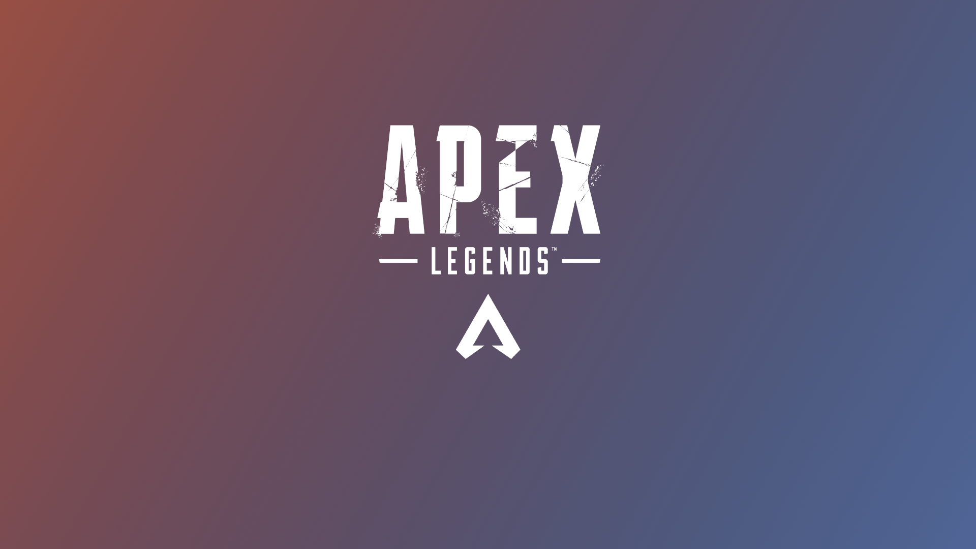 Apex Legends video game HD PC desktop wallpaper showing a minimalist red-to-blue gradient with the white Apex Legends logo centered.