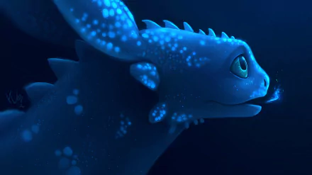 Close-up of a glowing blue dragon from the movie How to Train Your Dragon: The Hidden World — HD PC desktop wallpaper and background.