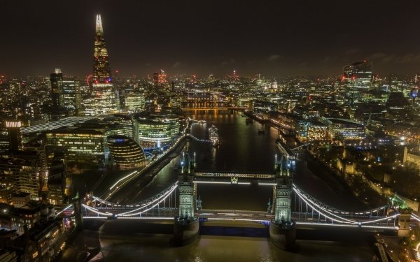 Man Made London Cities United Kingdom Tower Bridge City Night Building Thames HD Wallpaper | Background Image