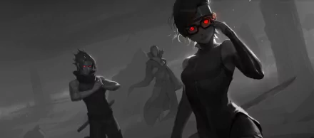 HD desktop wallpaper featuring Sasuke Uchiha, Itachi Uchiha, and Sarada Uchiha from the anime Naruto, depicted as members of the Uchiha Clan, standing in a dramatic grayscale setting.