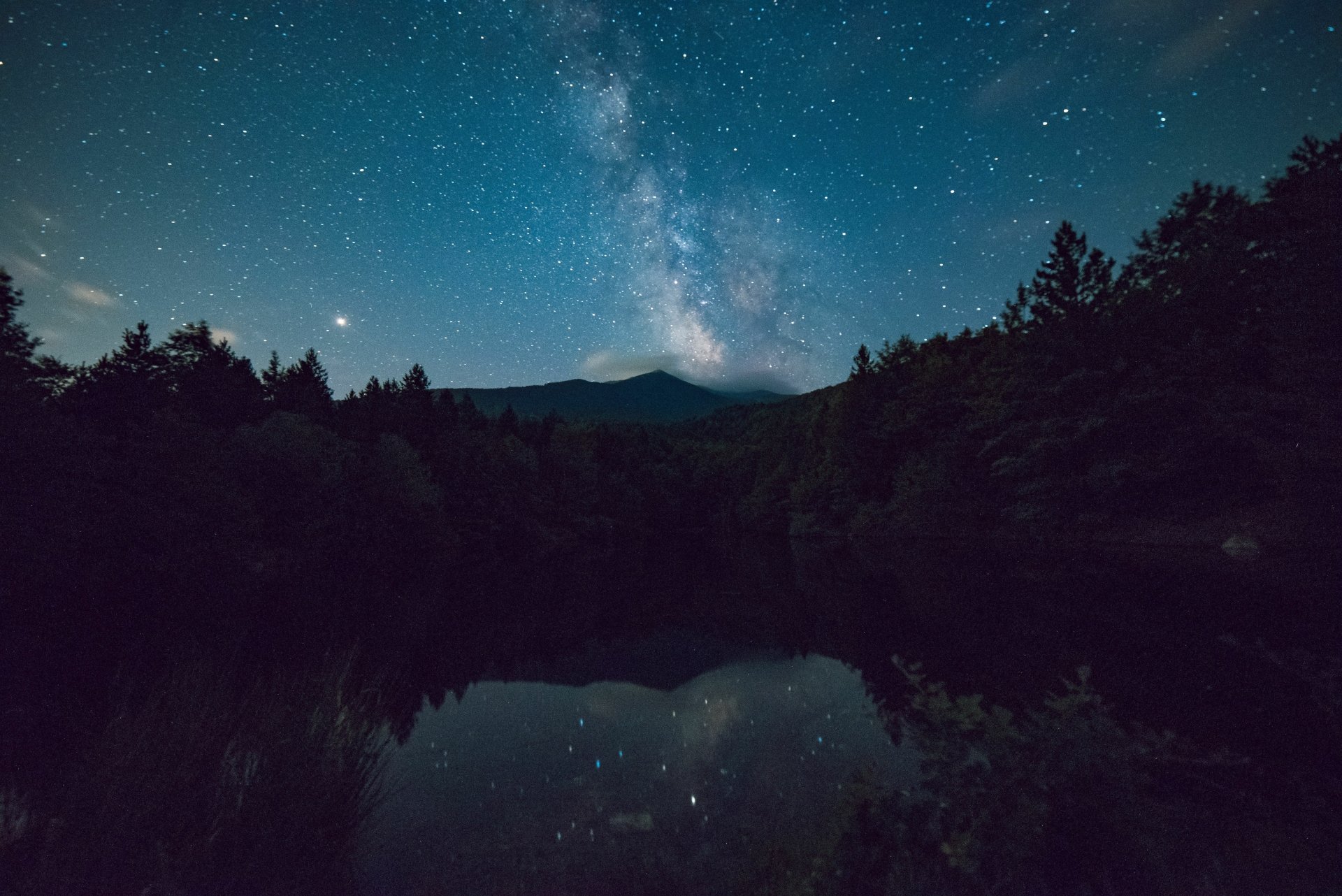 Download Star Mountain Lake Nature Night 4k Ultra HD Wallpaper