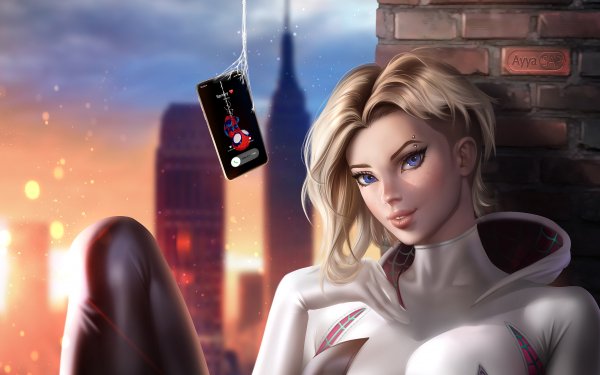 Comics Spider-Gwen Blonde Short Hair Blue Eyes HD Wallpaper | Background Image