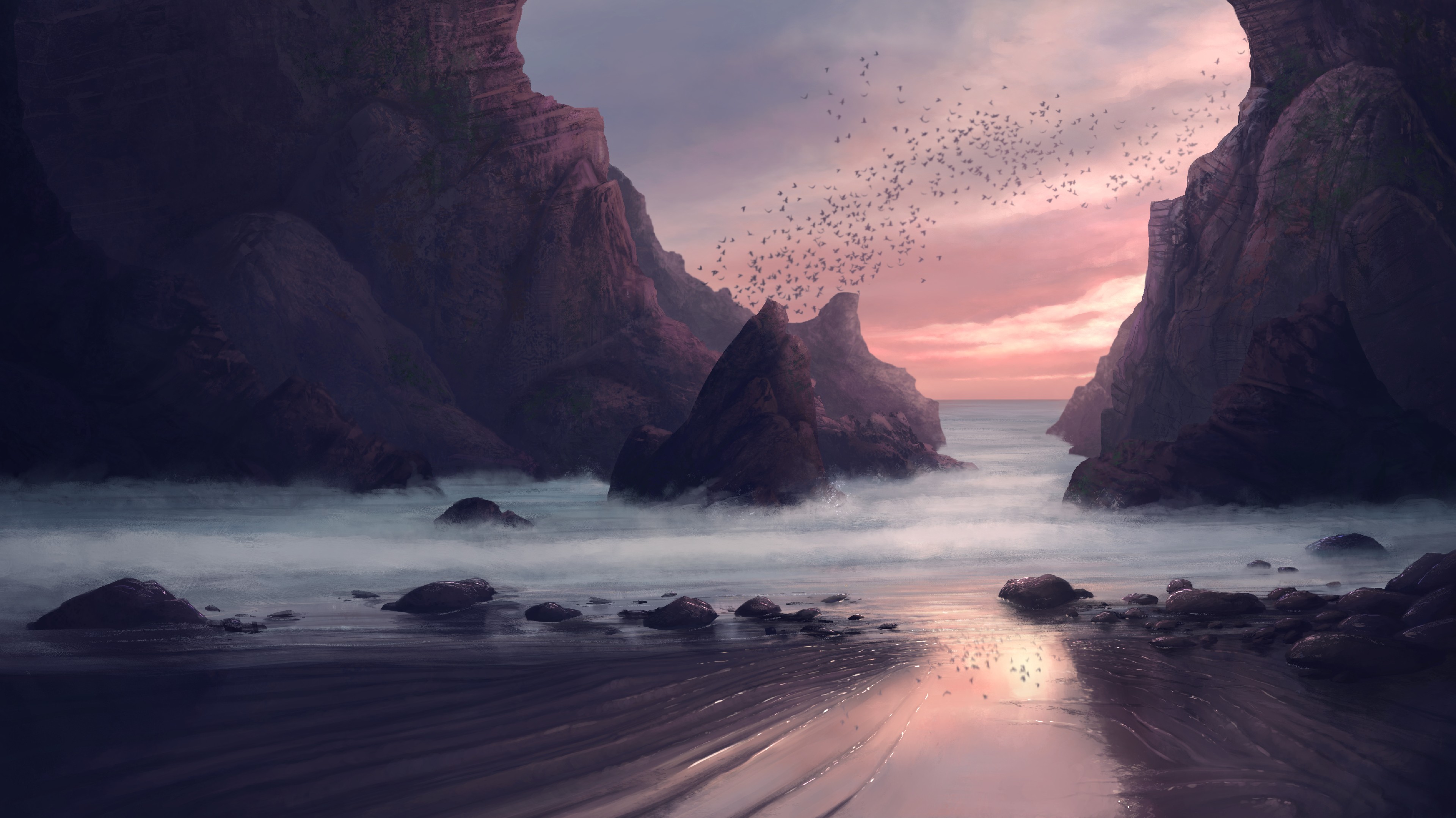 Ocean Rocks at Sunset by Zuzanna Trząska