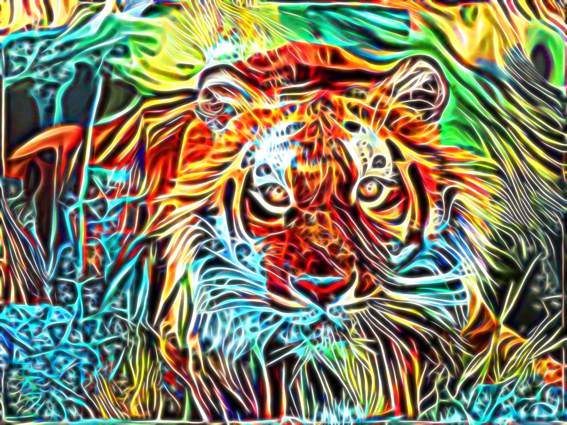 Neon Tiger HD Wallpaper | Background Image | 2079x1560 | ID:996365