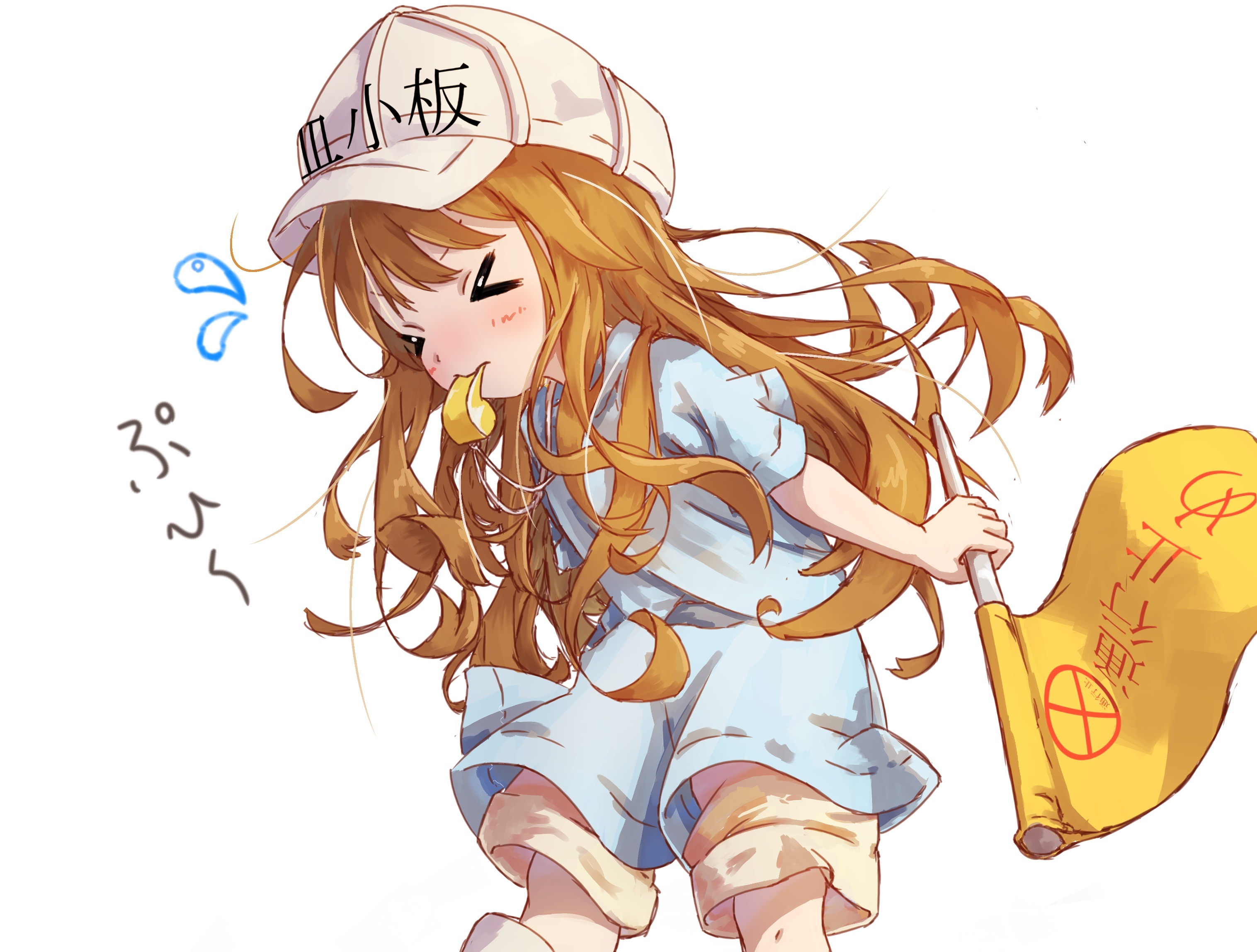 Hataraku Saibou, anime girls, cells, loli, hat, blonde, Platelet-chan, HD  phone wallpaper