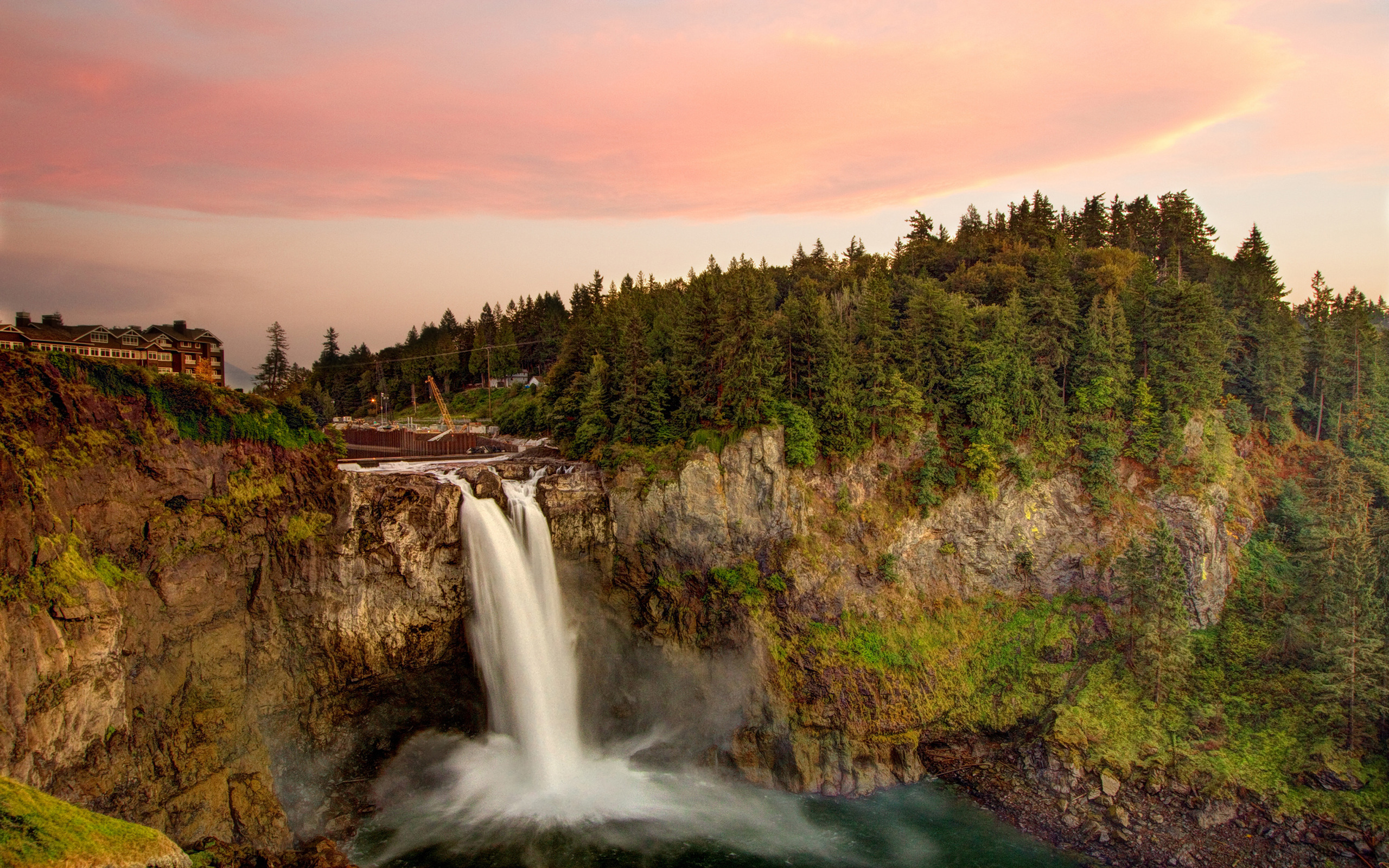 Download House Waterfall Nature Snoqualmie Falls 4k Ultra HD Wallpaper   997798 