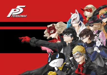 Morgana (Persona) Goro Akechi Yusuke Kitagawa Ryuji Sakamoto Ann Takamaki Makoto Niijima Futaba Sakura Haru Okumura Protagonist (Persona) Anime Persona 5: The Animation HD Desktop Wallpaper | Background Image