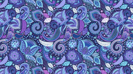  Blue and Purple Paisley Print