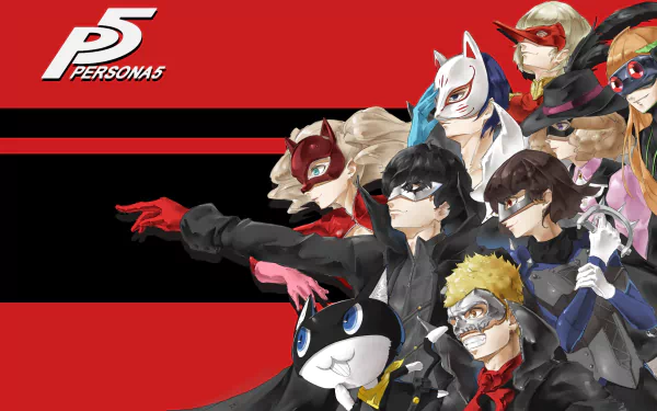 Morgana (Persona) Goro Akechi Yusuke Kitagawa Ryuji Sakamoto Ann Takamaki Makoto Niijima Futaba Sakura Haru Okumura Protagonist (Persona) Anime Persona 5: The Animation HD Desktop Wallpaper | Background Image